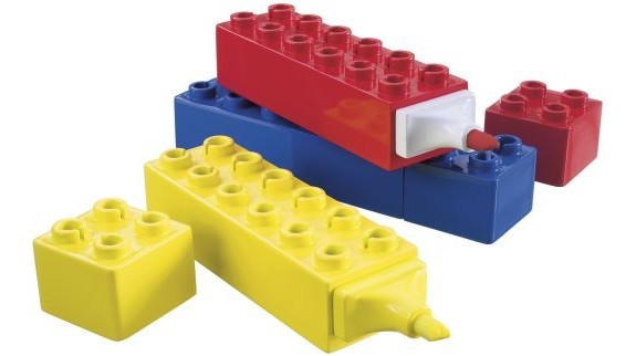 3 krāsu marķieru komplekts "Lego" (sarkans, zils, dzeltens)