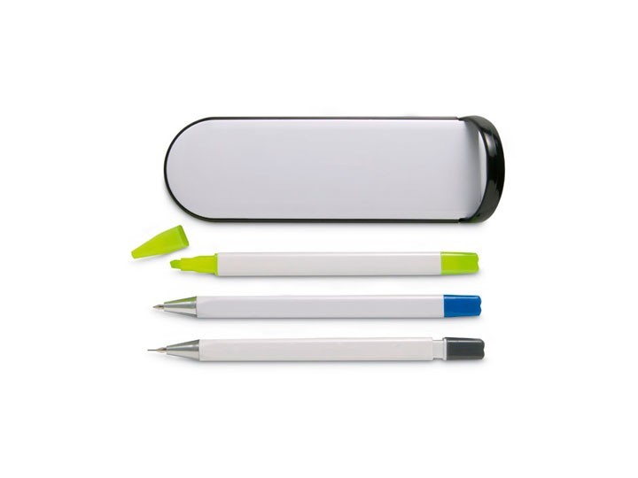 Komplekts: pildspalva, zīmulis, flomasters.