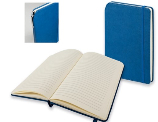 Piezīmju grāmata MORIAH ar gumiju un pildspalvu komplektā,A5, zils