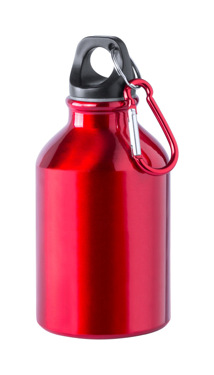 Alumīnija sporta pudele ar karabīni, 300 ml., sarkana