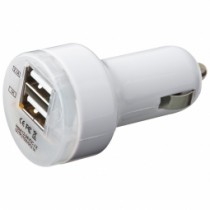 USB adapteris-lādētājs automašīnai (2 porti) "Wallington", balts