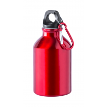 Alumīnija sporta pudele ar karabīni, 300 ml., sarkana