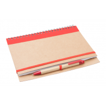 Piezīmju grāmatiņa ar pildspalvu, sarkana