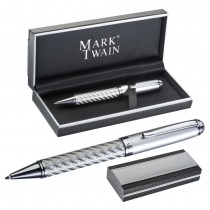 Pildspalva Marka Tvena "Columbia" ar pagriežamo mehānismu , sudraba karbona dizainā
