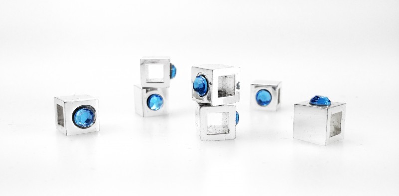 Куб с кристаллом Swarovski для брелка, синий