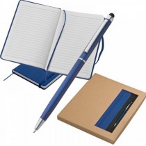 Блокнот с ручкой,A5,синий,подарочная коробка