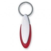 Металлический брелок для ключей с матовой отделкой с цветным пластиковым обрамлением.