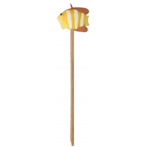 Свеча в форме рыбы на бамбуковой палочке, желтая