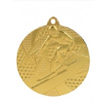 Медаль, золото "лыжи" ( D : 50 mm )
